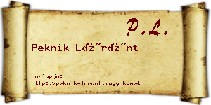 Peknik Lóránt névjegykártya